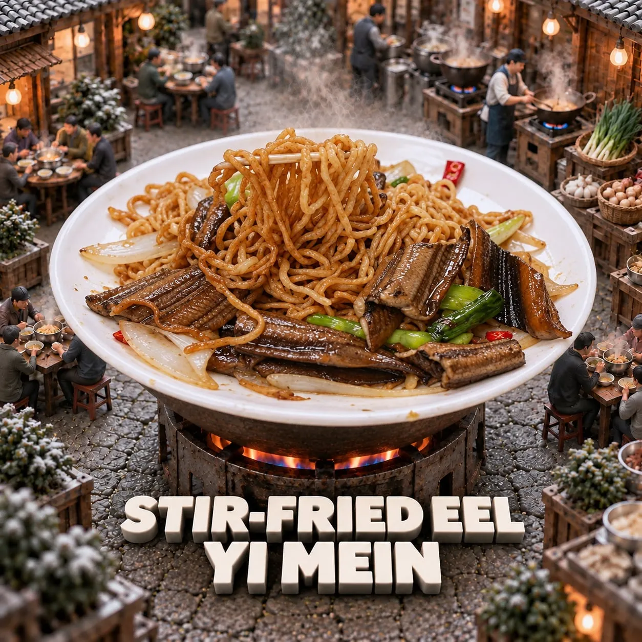 Stir-Fried Eel Yi Mein (鱔魚意麵)