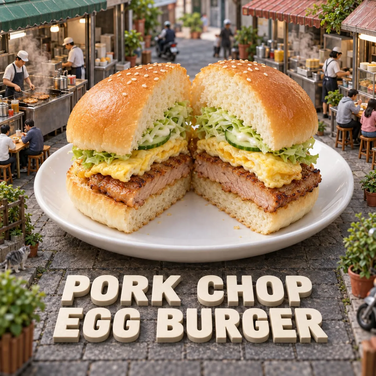 Pork Chop and Egg Burger (豬排蛋堡)